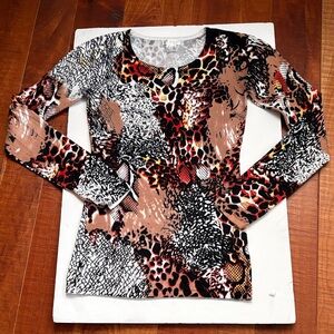 ❤️VENUS Mixed Animal Print pullover light sweater Size M